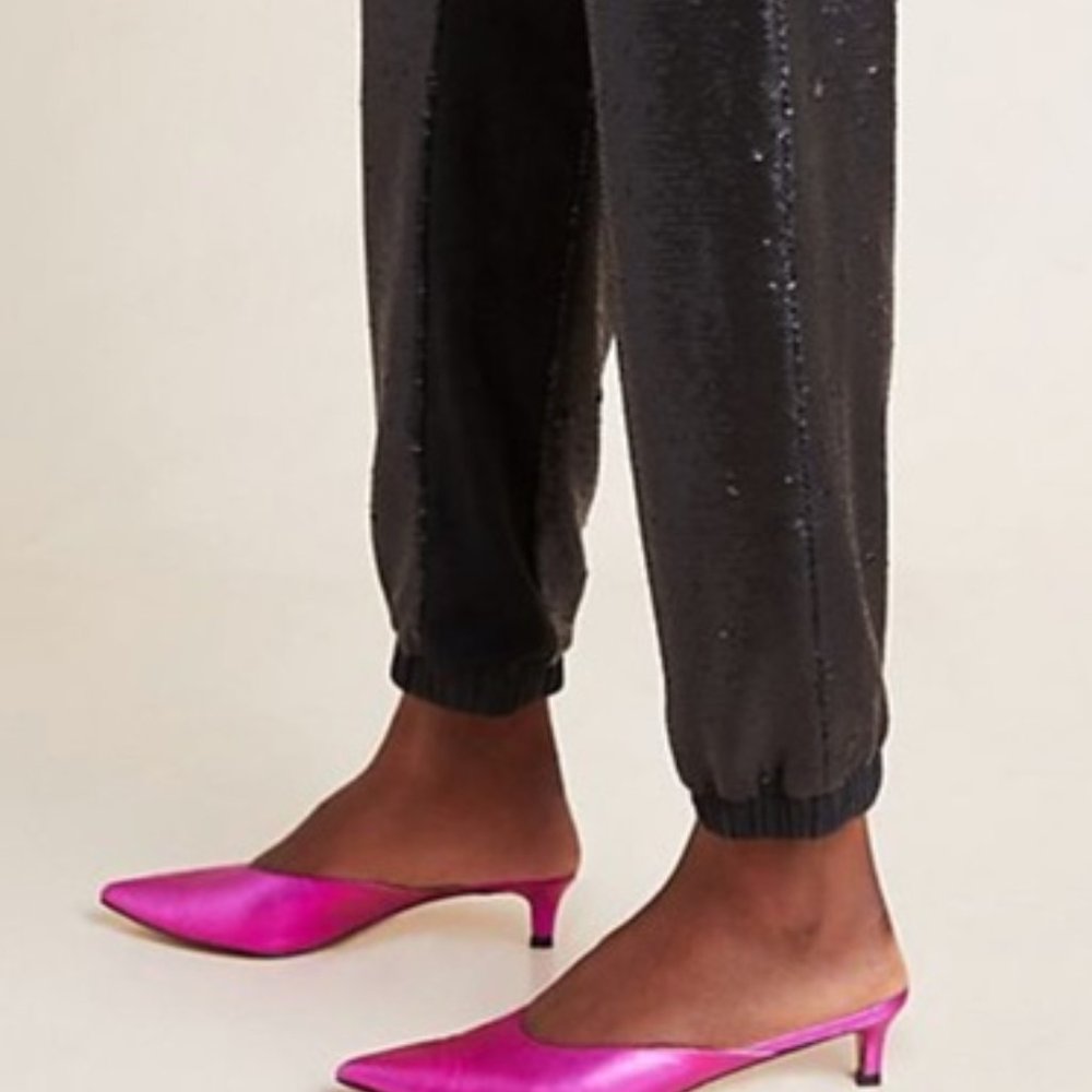Anthropologie Sequined Maria Joggers Black Sequin Medium - Picture 3 of 16